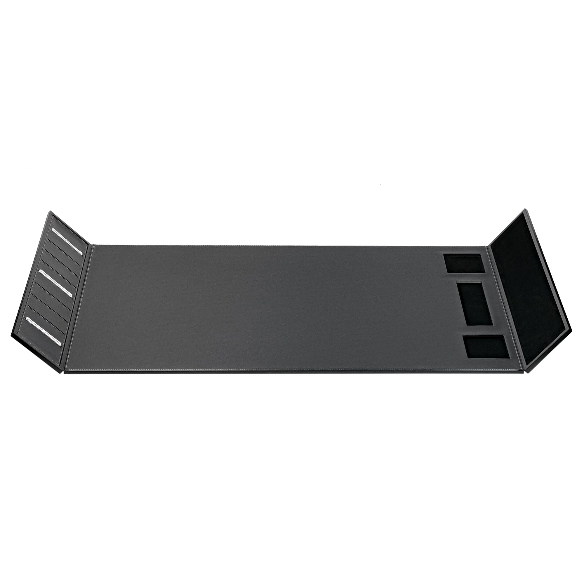 Classic Black Leather 34" x 20" Desk Mat with Folding Side Rails
