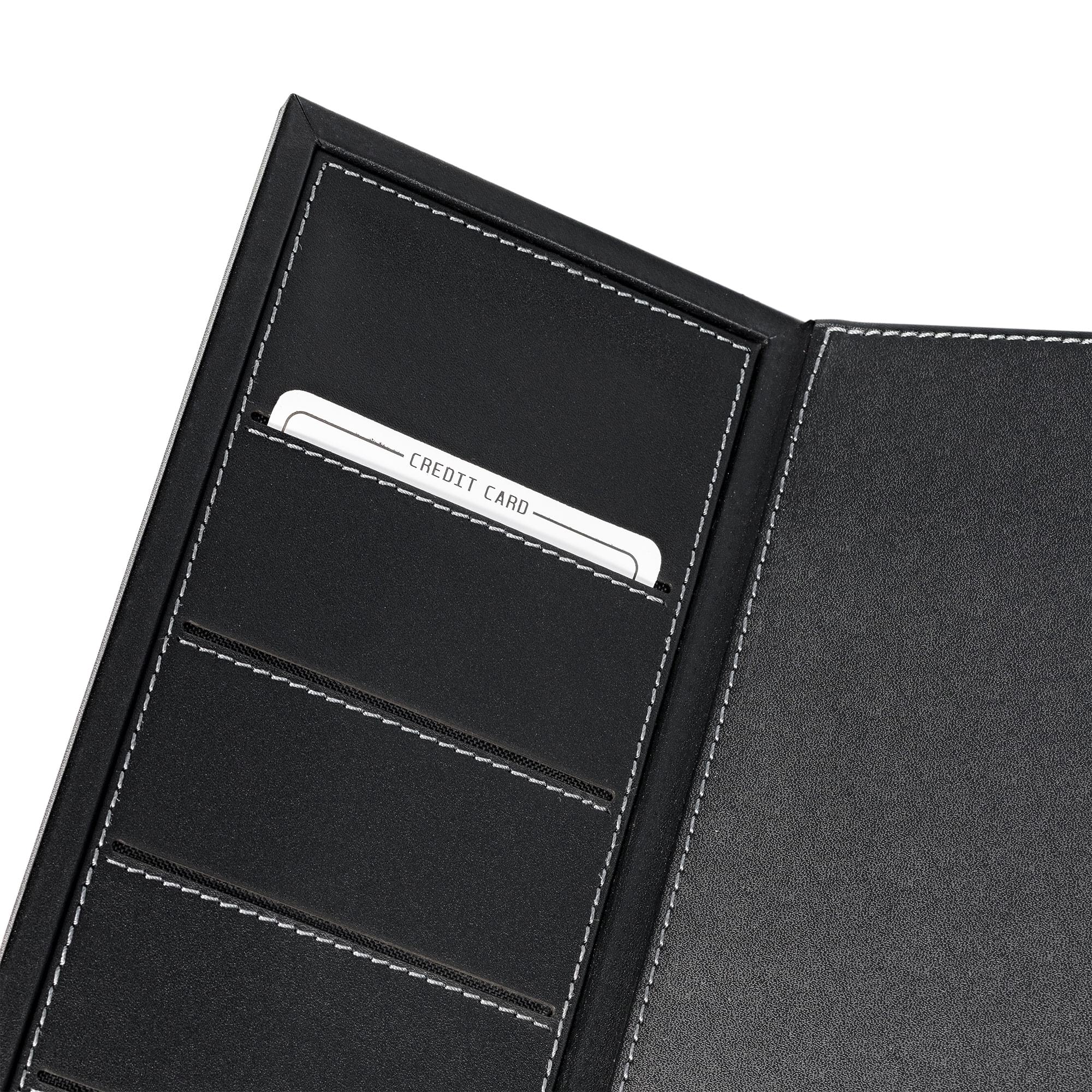Classic Black Leather 34" x 20" Desk Mat with Folding Side Rails