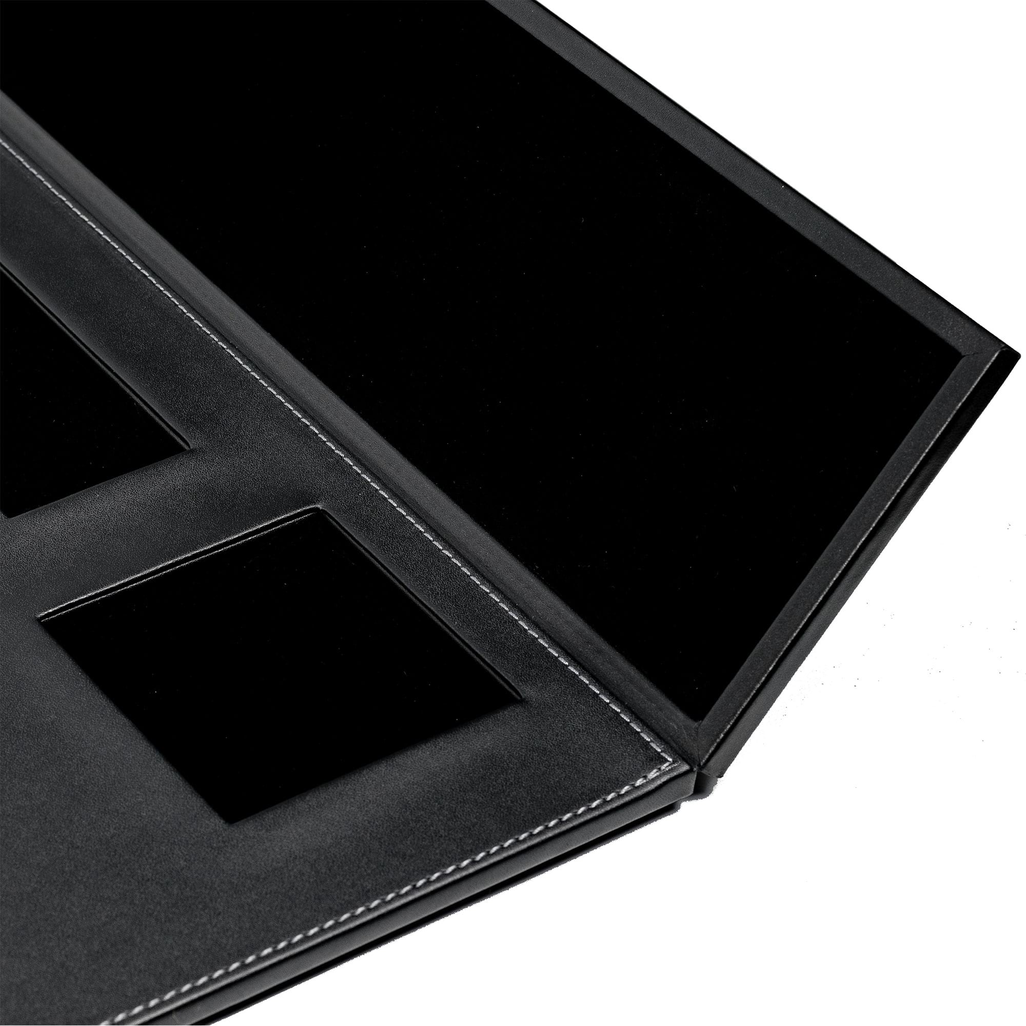Classic Black Leather 34" x 20" Desk Mat with Folding Side Rails