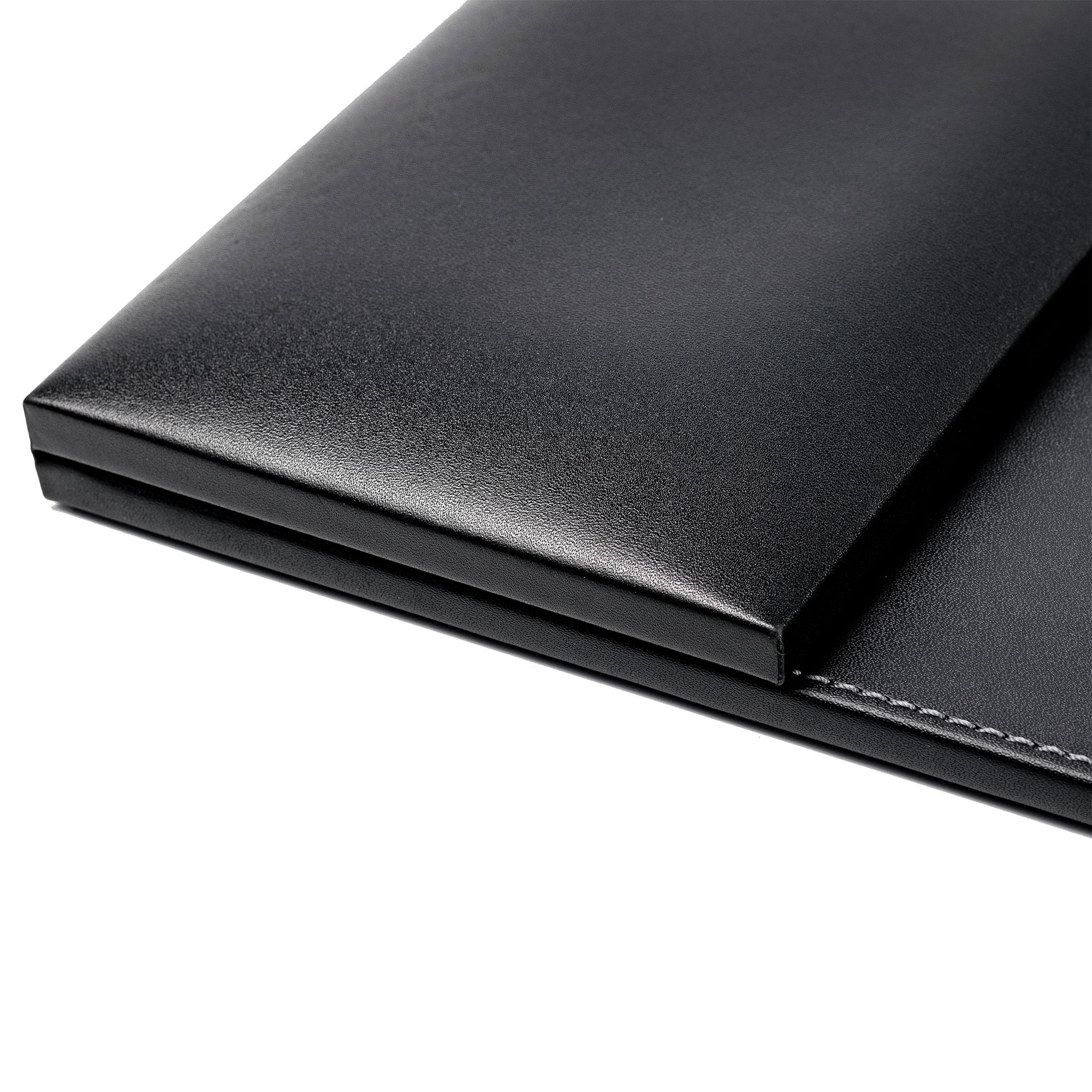 Classic Black Leather 34" x 20" Desk Mat with Folding Side Rails