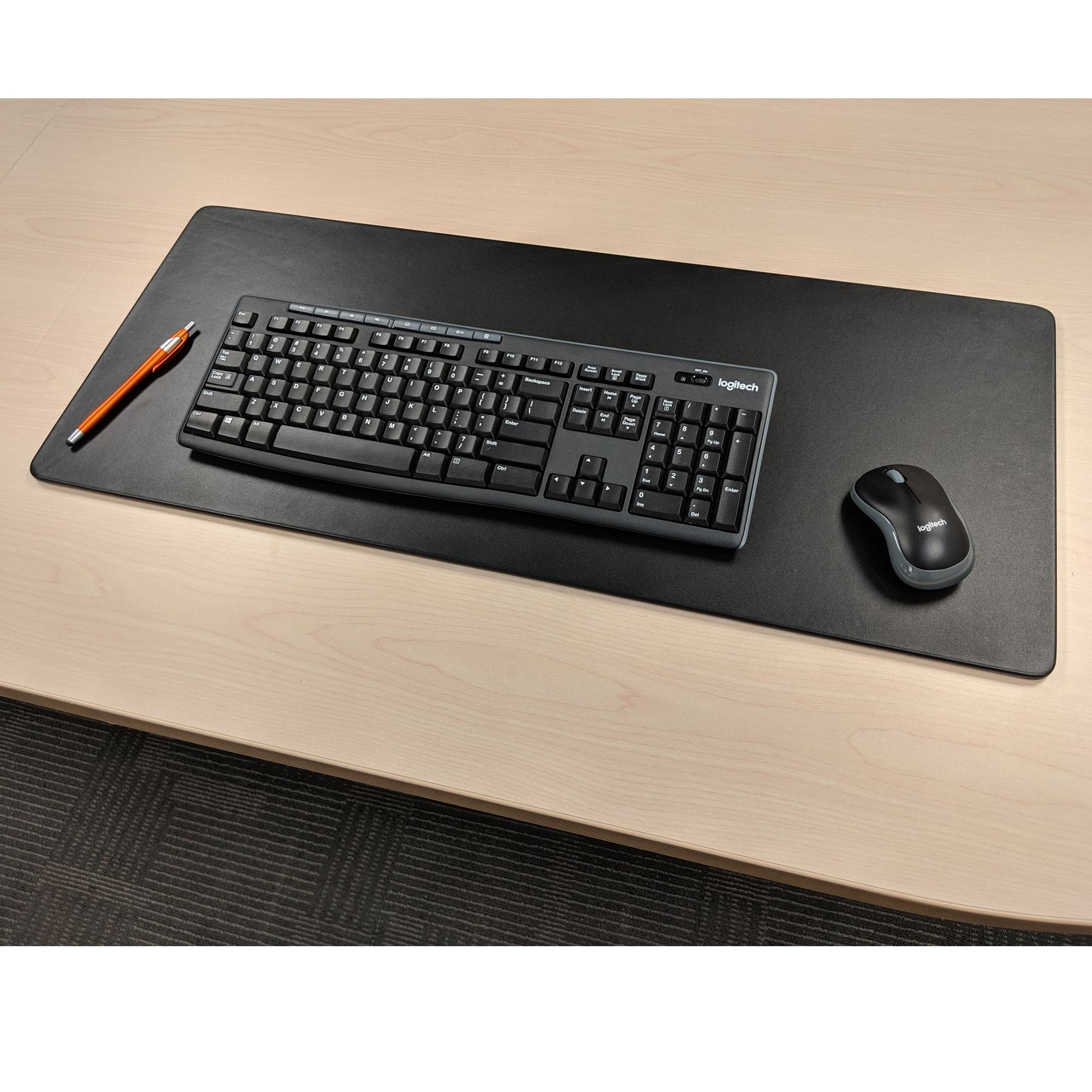 Classic Black Leather 30" x 12.5" Keyboard/Mouse Desk Mat