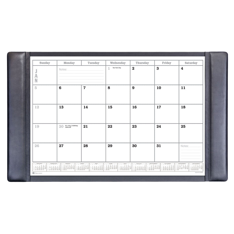 Black Leather Desk Pad w/ 2024 Calendar Insert, 34  x 20