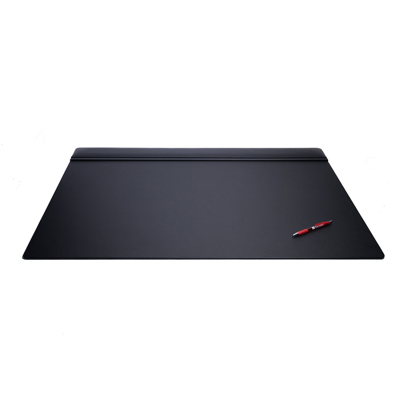 Classic Black Leather 38" x 24" Top-Rail Desk Pad