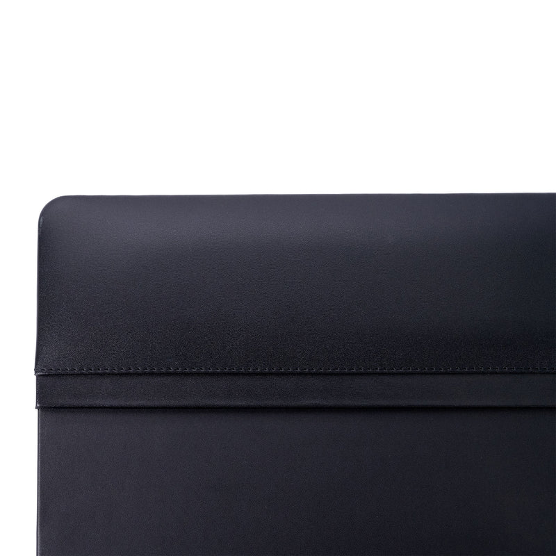 Classic Black Leather 38" x 24" Top-Rail Desk Pad