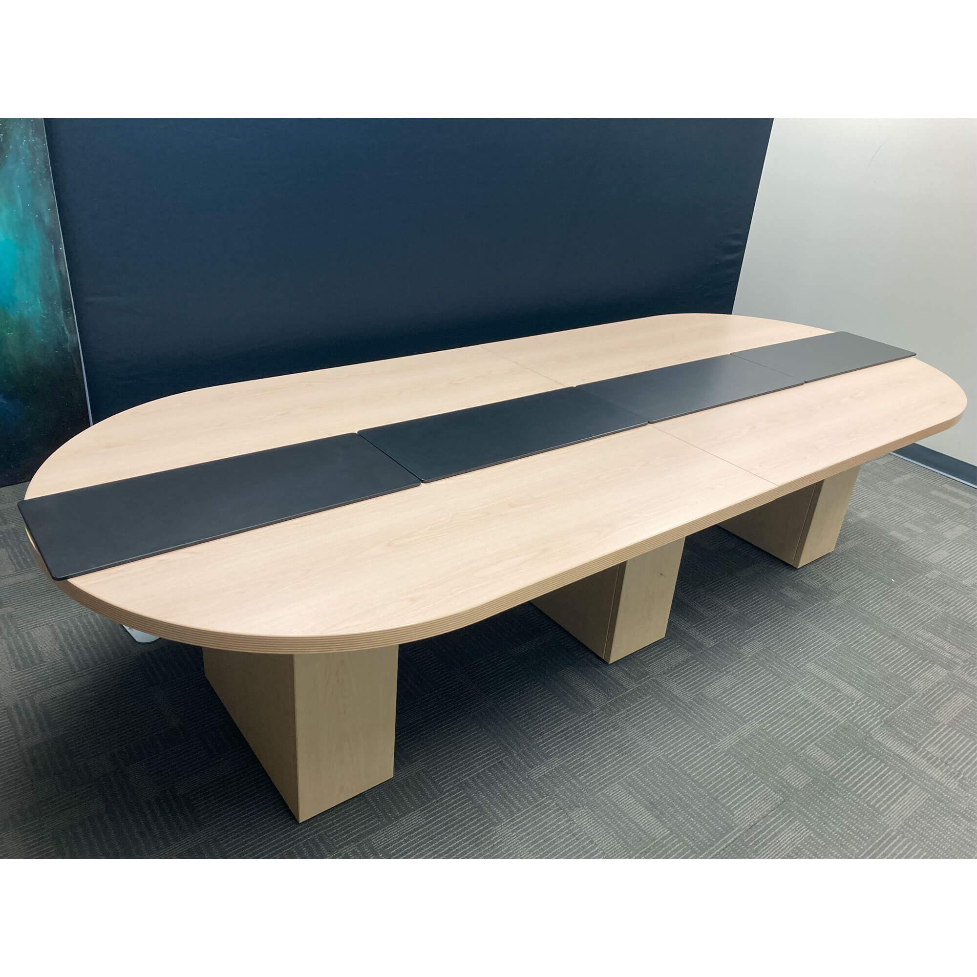 Black Leatherette 30" x 12.5" Conference Table Single Runner