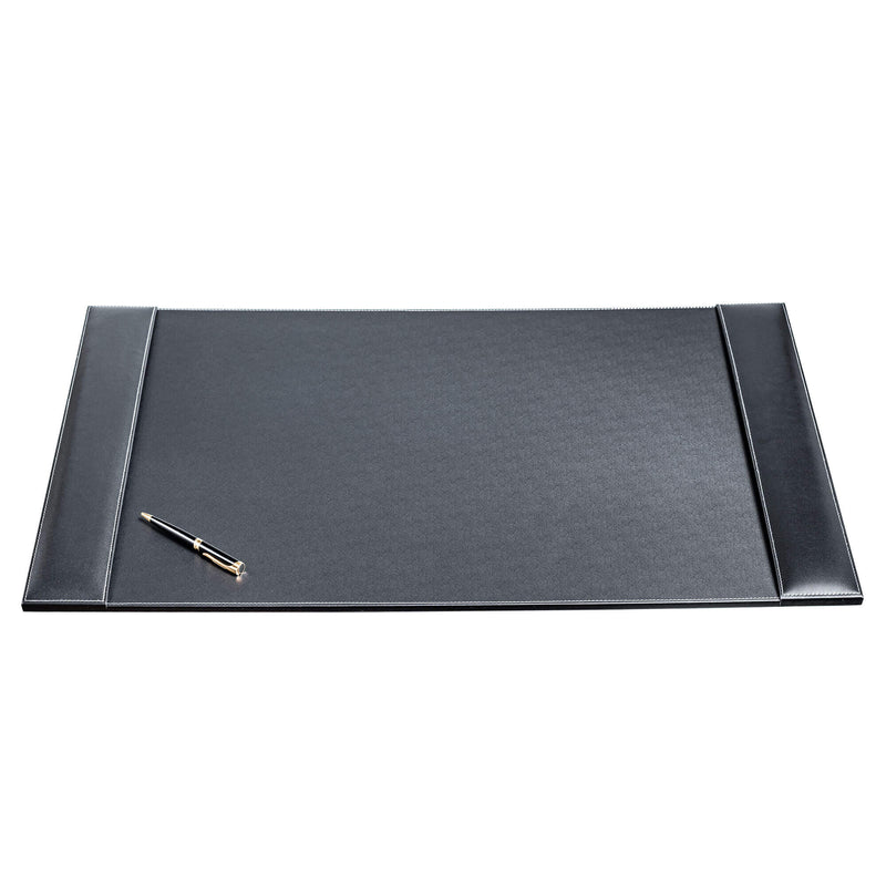 Rustic Black Leather 34 x 20 Side-Rail Desk Pad