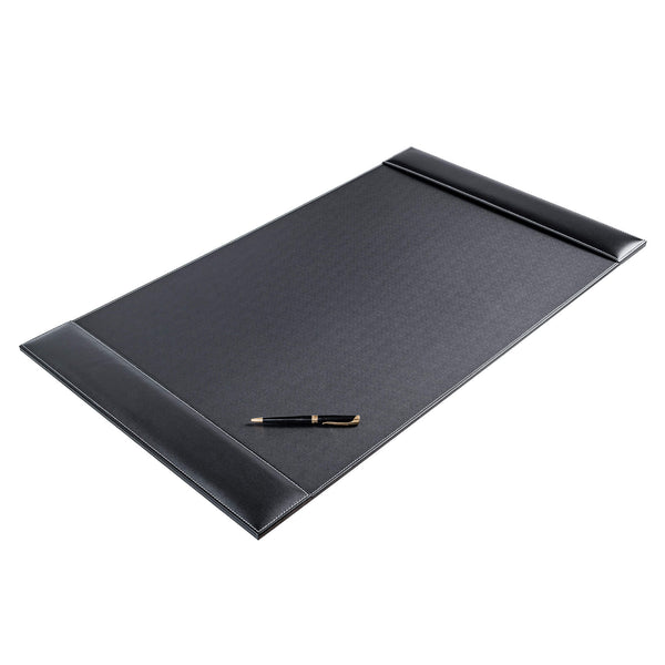 Rustic Black Leather 34 x 20 Side-Rail Desk Pad