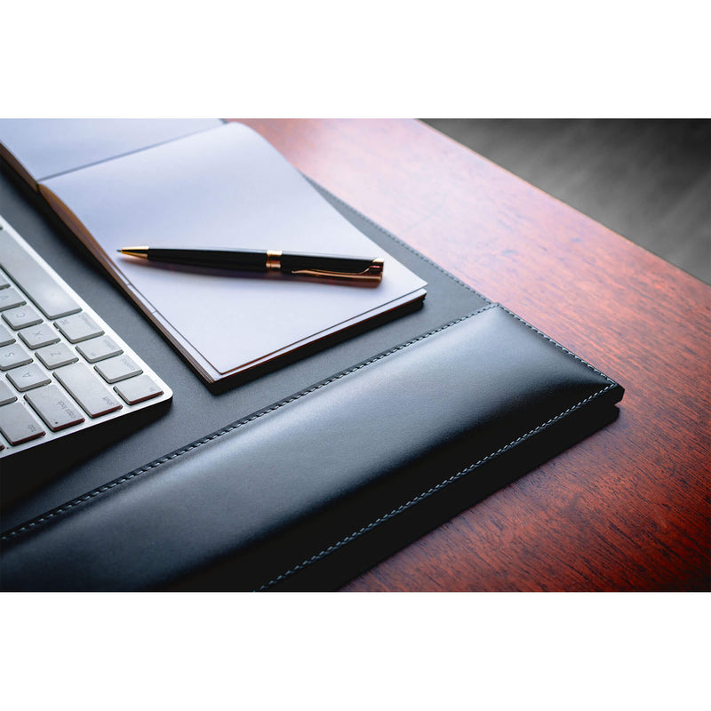 Rustic Black Leather 34 x 20 Side-Rail Desk Pad