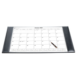 Rustic (Onyx) Black Leather Desk Pad w/ 2025 Calendar Insert, 34 x 20