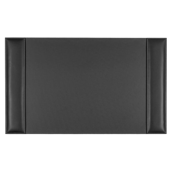 Rustic Black Leather Desk Pad w/ 2024 Calendar Insert, 34 x 20
