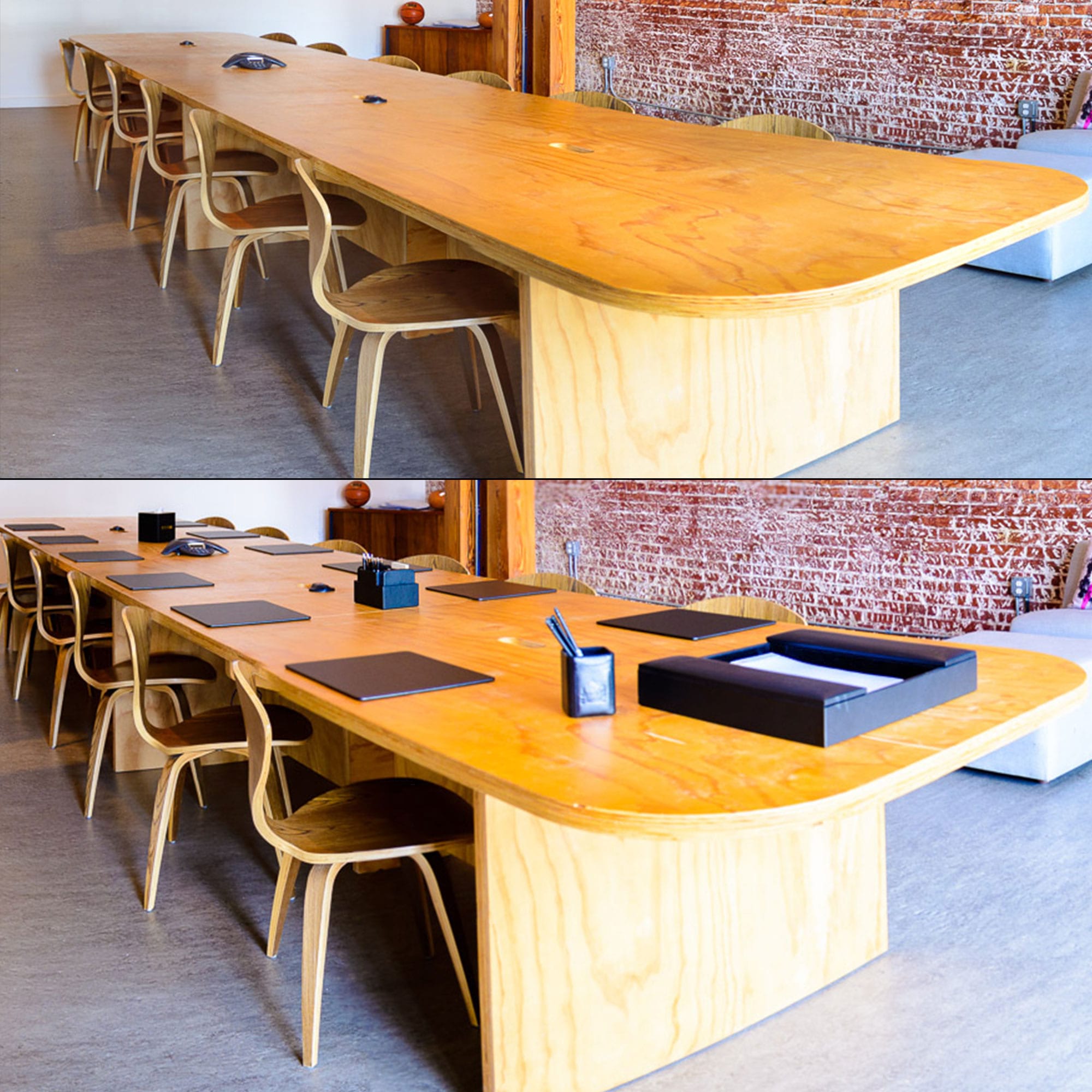 Black Leatherette 17" x 14" Conference Table Pad with Thin Metal Core