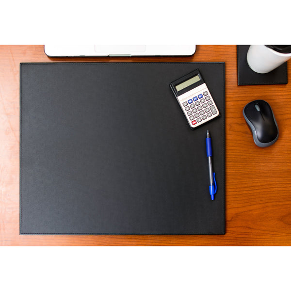 Black Leatherette 17" x 14" Conference Table Pad w/ Black Tone-on-Tone Stitching