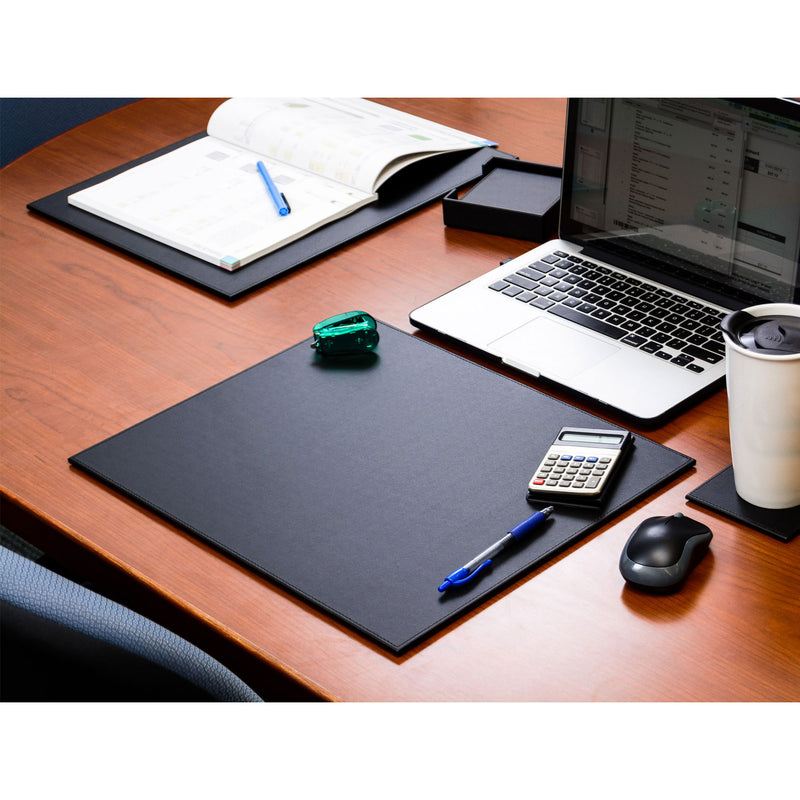 Black Leatherette 17 x 14 Conference Table Pad w/ Black Tone-on-Tone Stitching