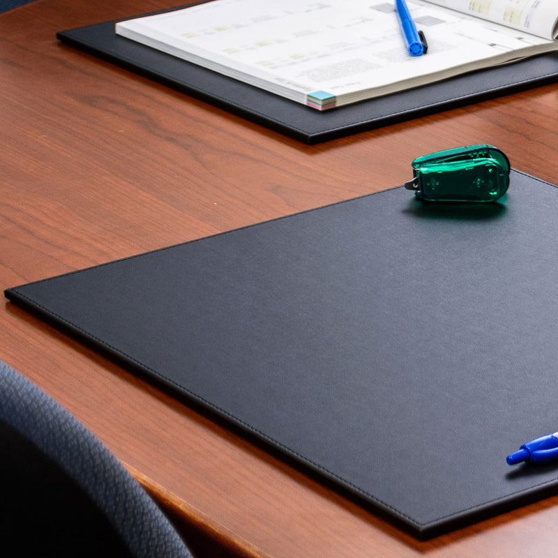 Black Leatherette 17 x 14 Conference Table Pad w/ Black Tone-on-Tone Stitching