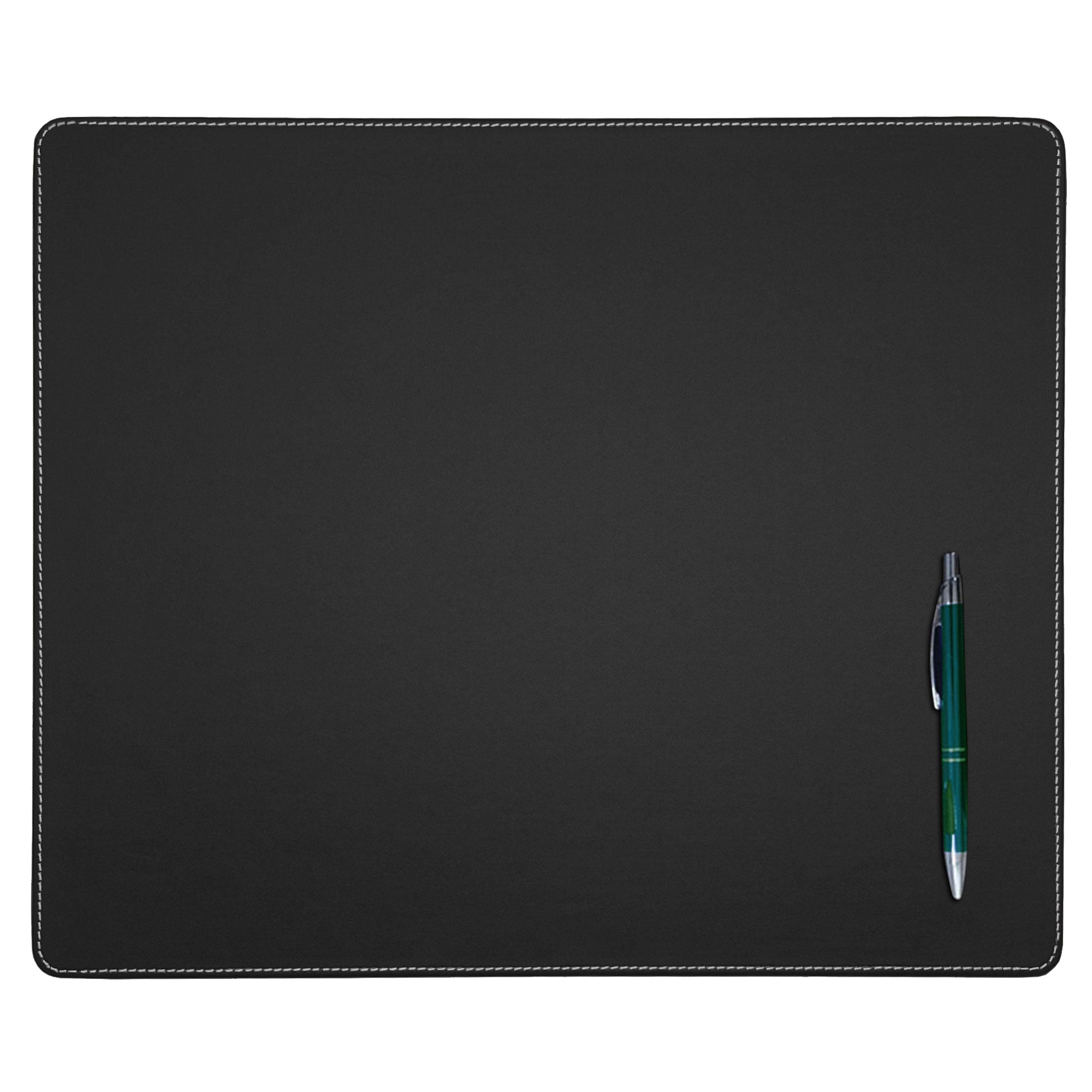 Black Leatherette 17 x 14 Conference Table Pad w/ White Stitching
