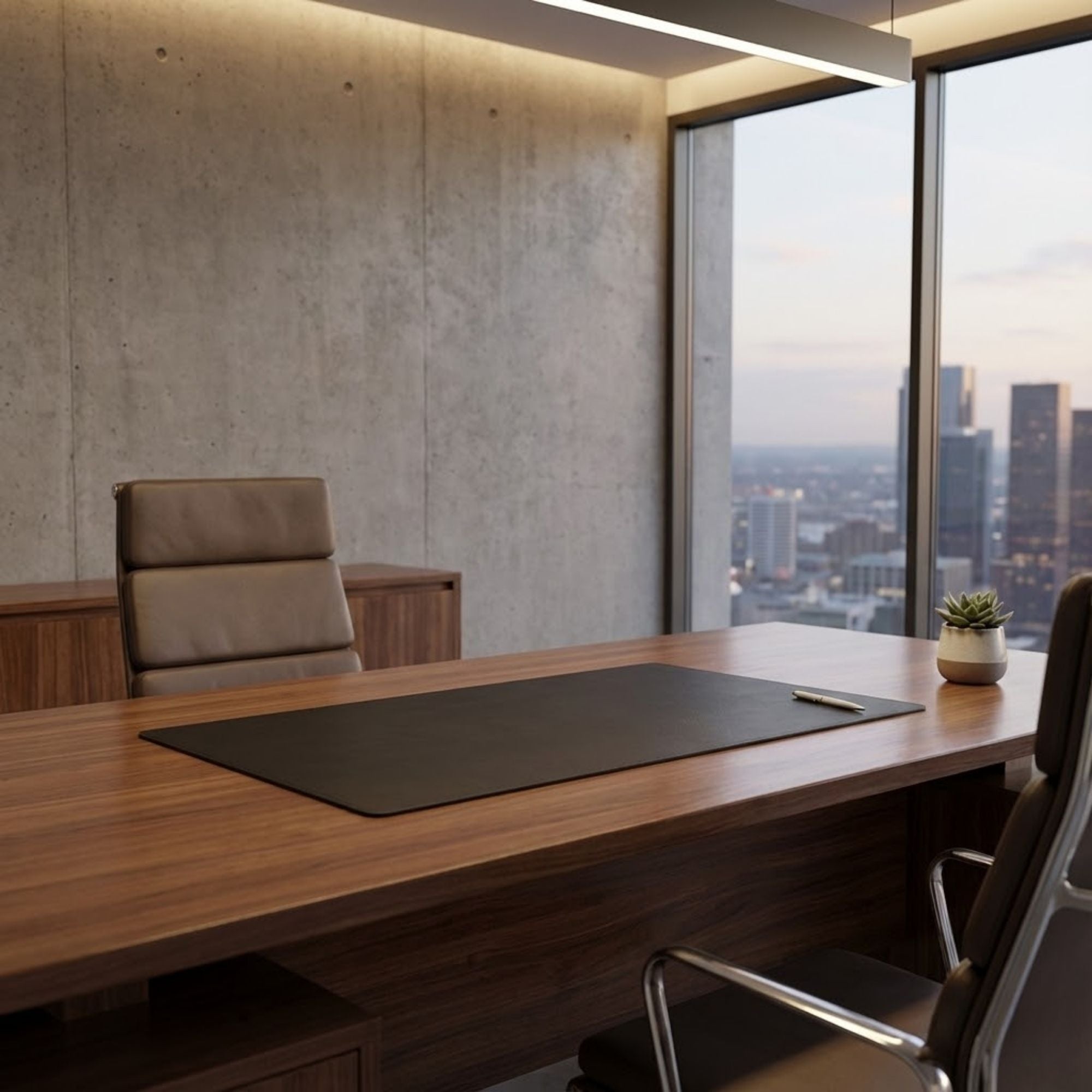 Black Bonded Leather 36" x 17" No Core Rollable Desk Mat/Pad