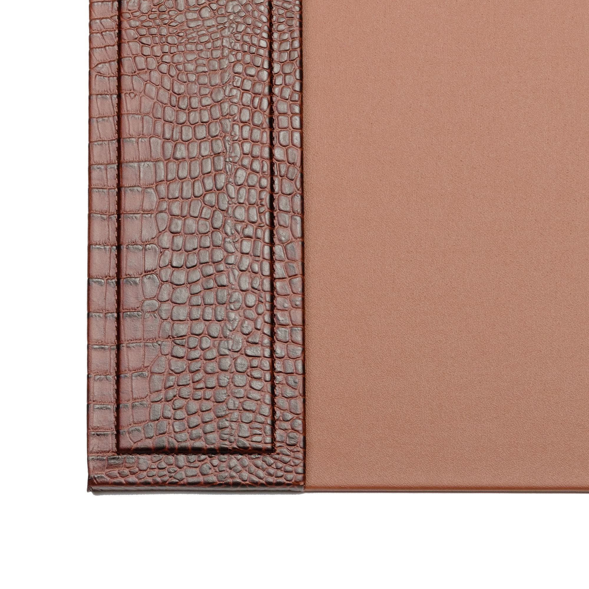 Brown Crocodile Embossed 25.5" x 17.25" Side-Rail Desk Pad