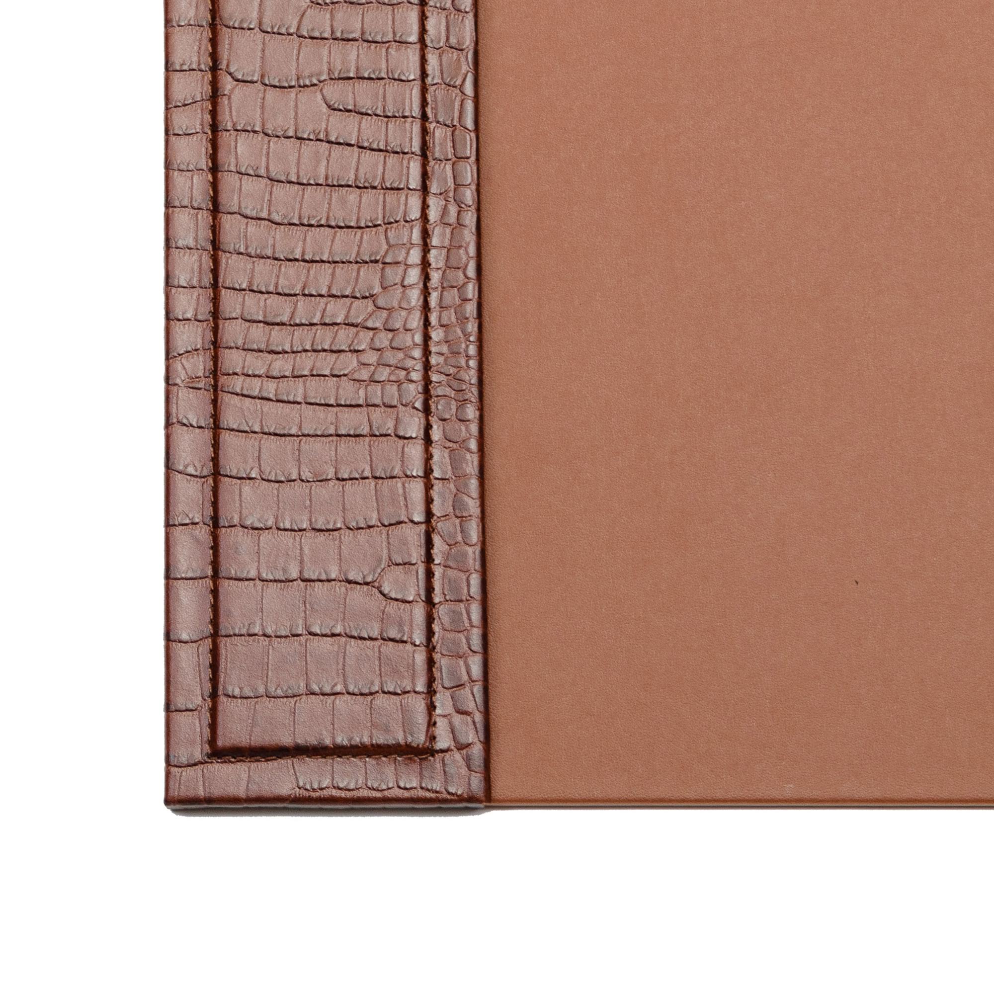 Brown Crocodile Embossed 25.5" x 17.25" Side-Rail Desk Pad
