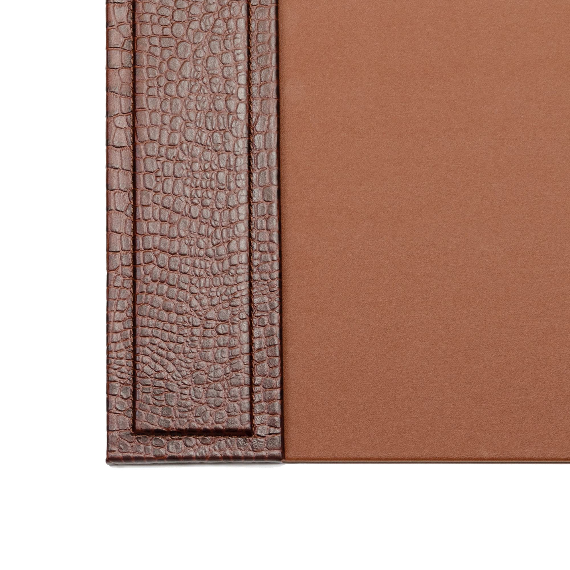 Brown Crocodile Embossed 25.5" x 17.25" Side-Rail Desk Pad
