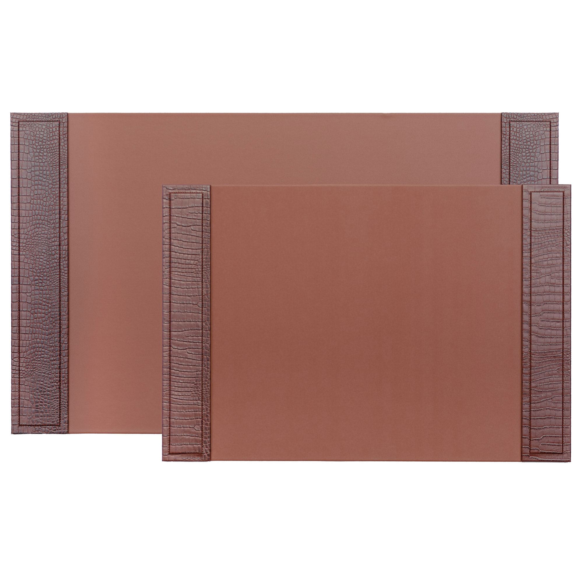 Brown Crocodile Embossed 25.5" x 17.25" Side-Rail Desk Pad