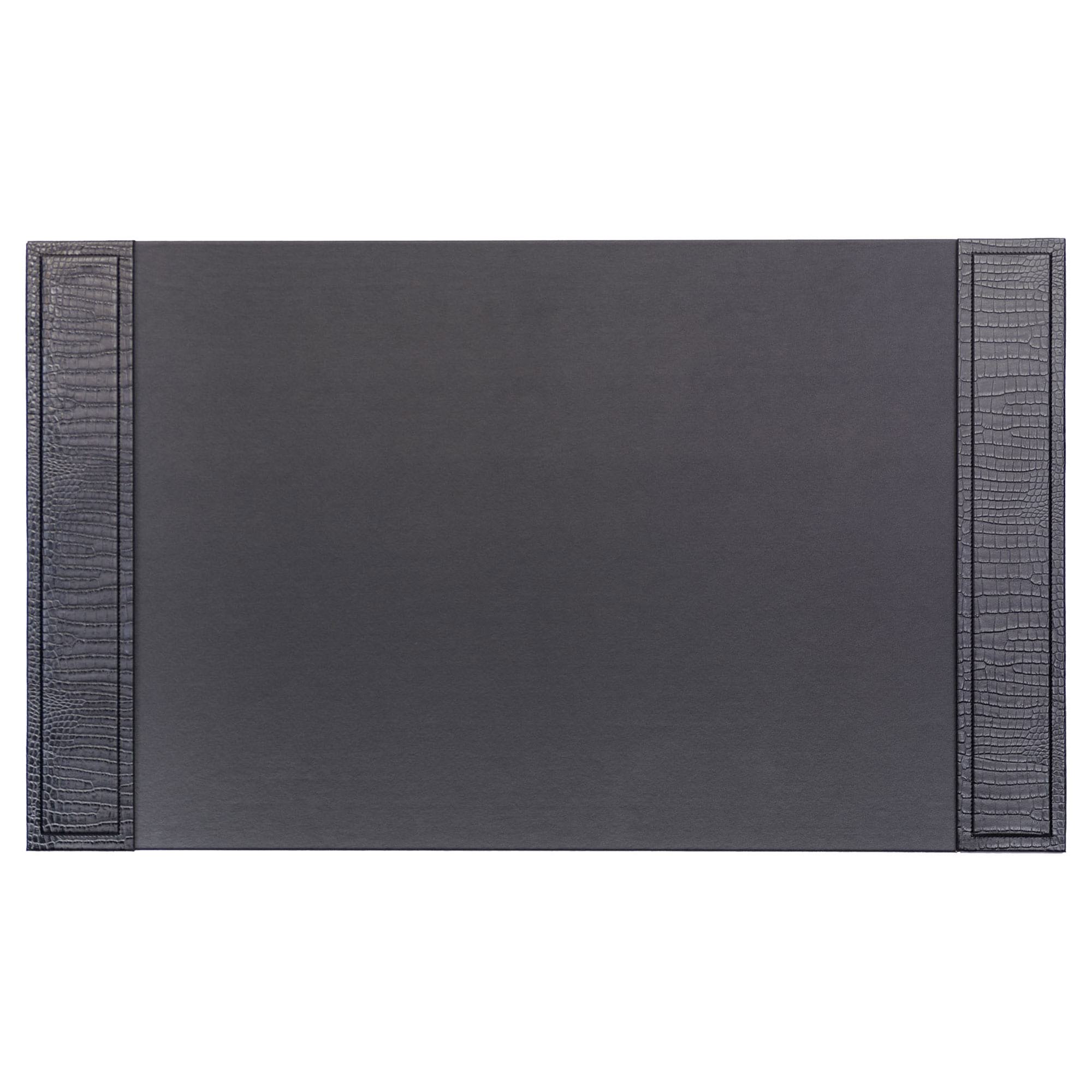 Black Crocodile Embossed Leather 34" x 20" Side-Rail Desk Pad