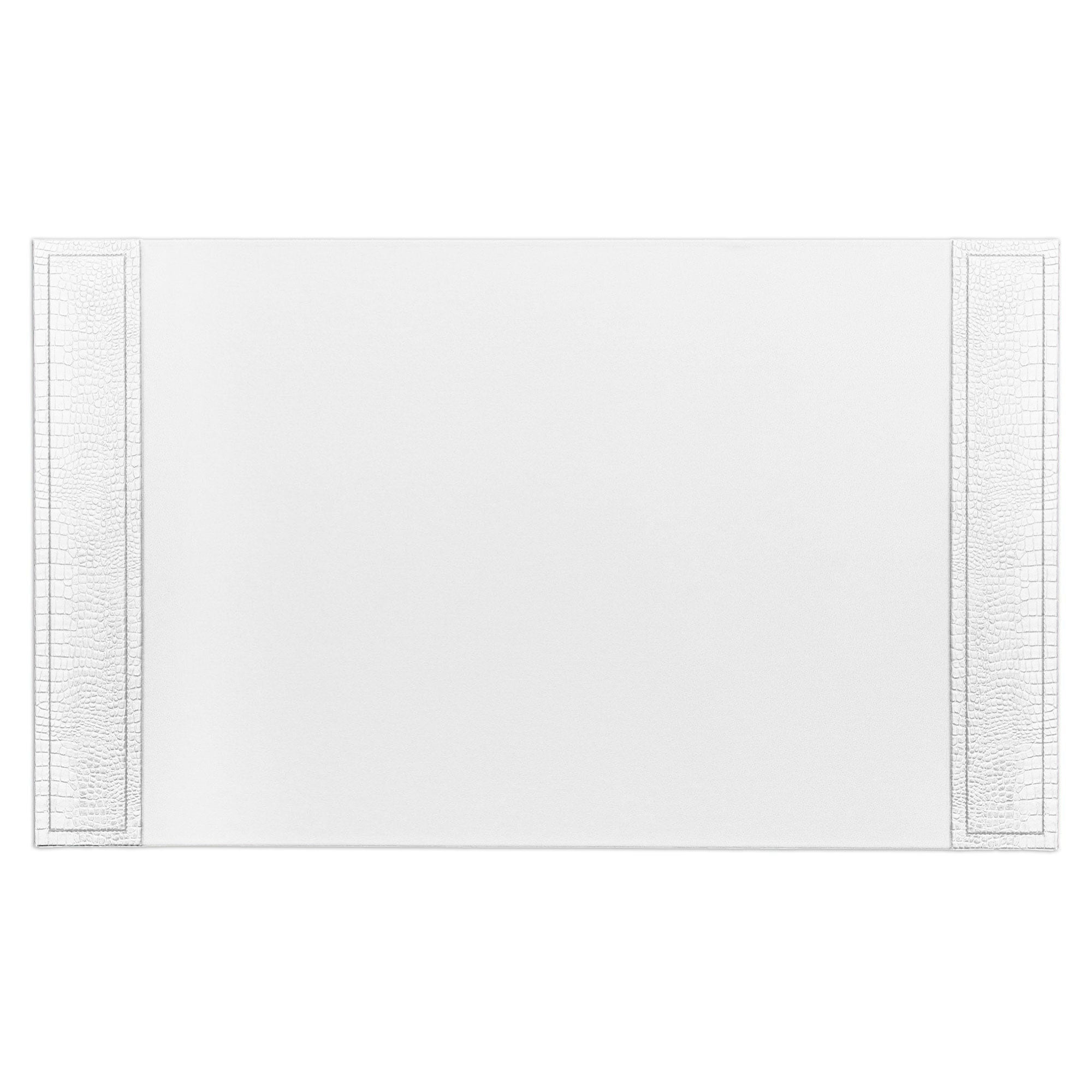 White Crocodile Embossed Leather Desk Pad, 34 x 20