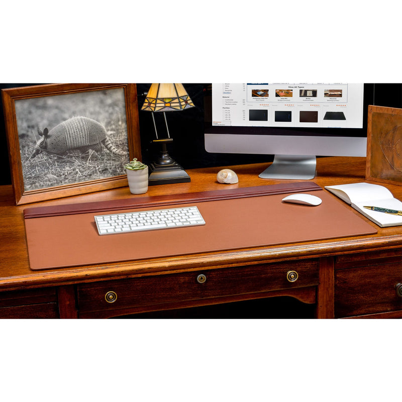 Mocha Leather 34" X 20" Top-Rail Desk Pad