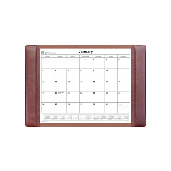Mocha Leather Desk Pad w/ 2024 Calendar Insert, 25.5 x 17.25
