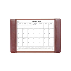 Mocha Leather Desk Pad w/ 2025 Calendar Insert, 25.5 x 17.25