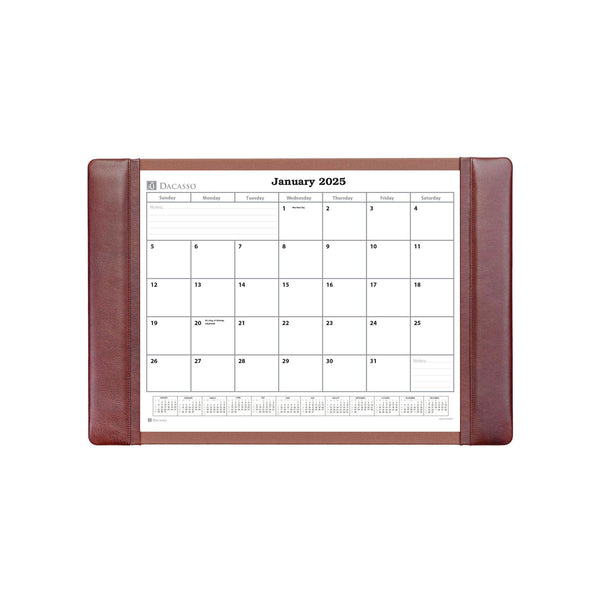 Mocha Leather Desk Pad w/ 2025 Calendar Insert, 25.5 x 17.25