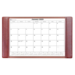 Mocha Leather Desk Pad w/ 2025 Calendar Insert, 34 x 20