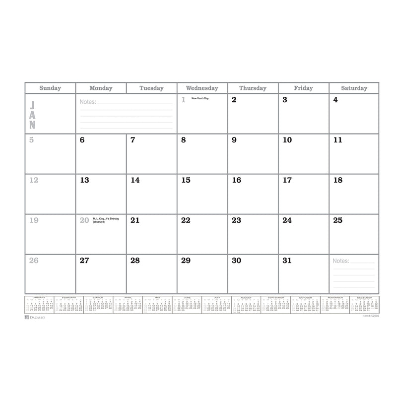 Mocha Leather Desk Pad w/ 2024 Calendar Insert, 34 x 20
