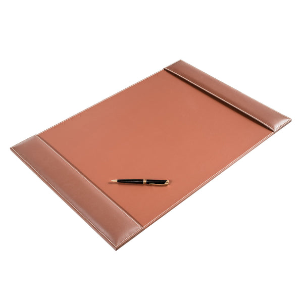 Rustic Brown Leather Desk Pad w/ 2024 Calendar Insert, 25.5 x 17.25