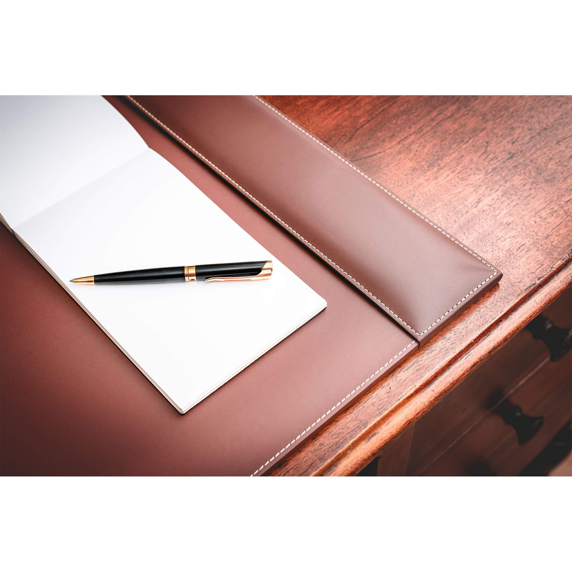 Rustic (Sienna) Brown Leather Desk Pad w/ Calendar Insert, 34 x 20