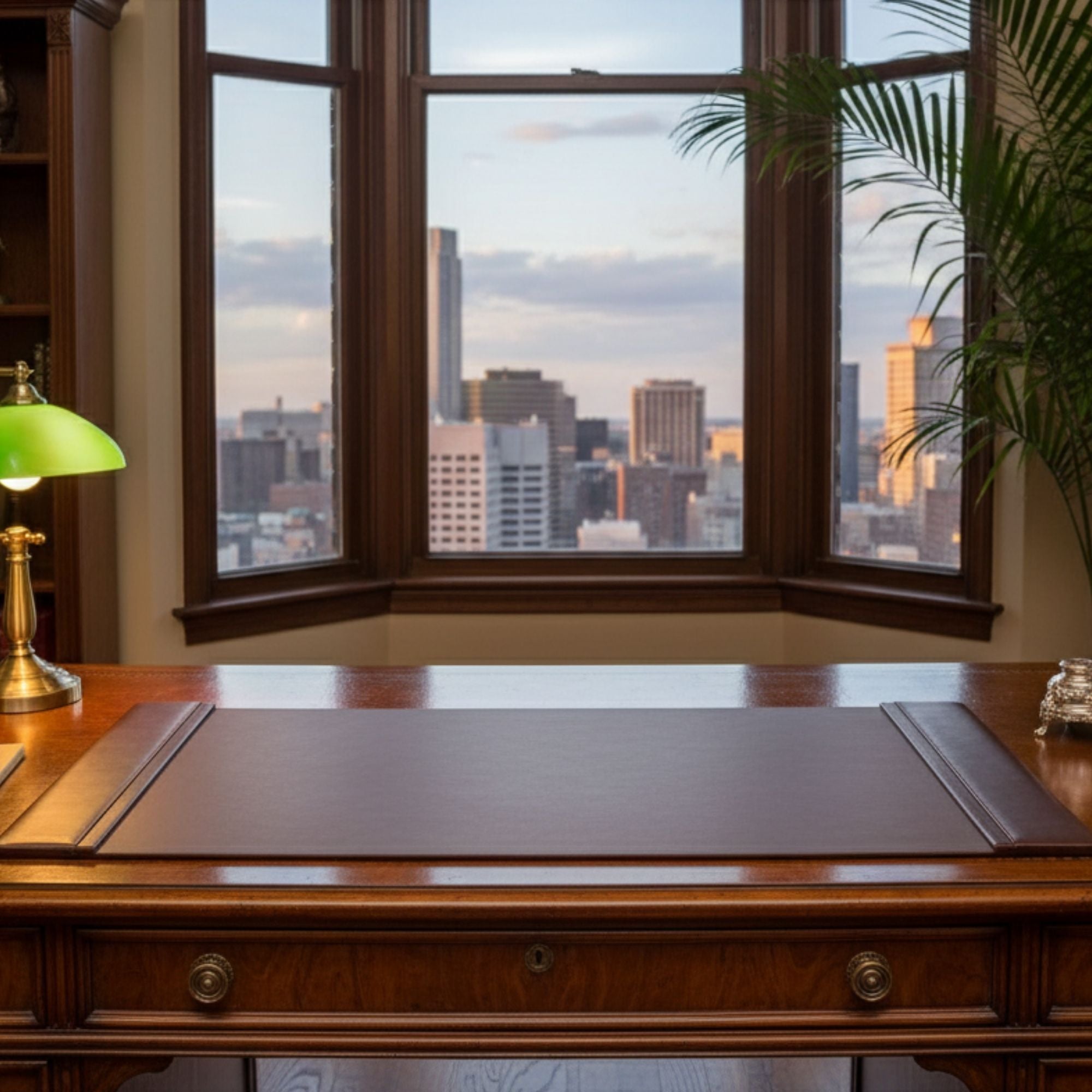 Chocolate Brown Leather 34" x 20" Side-Rail Desk Pad