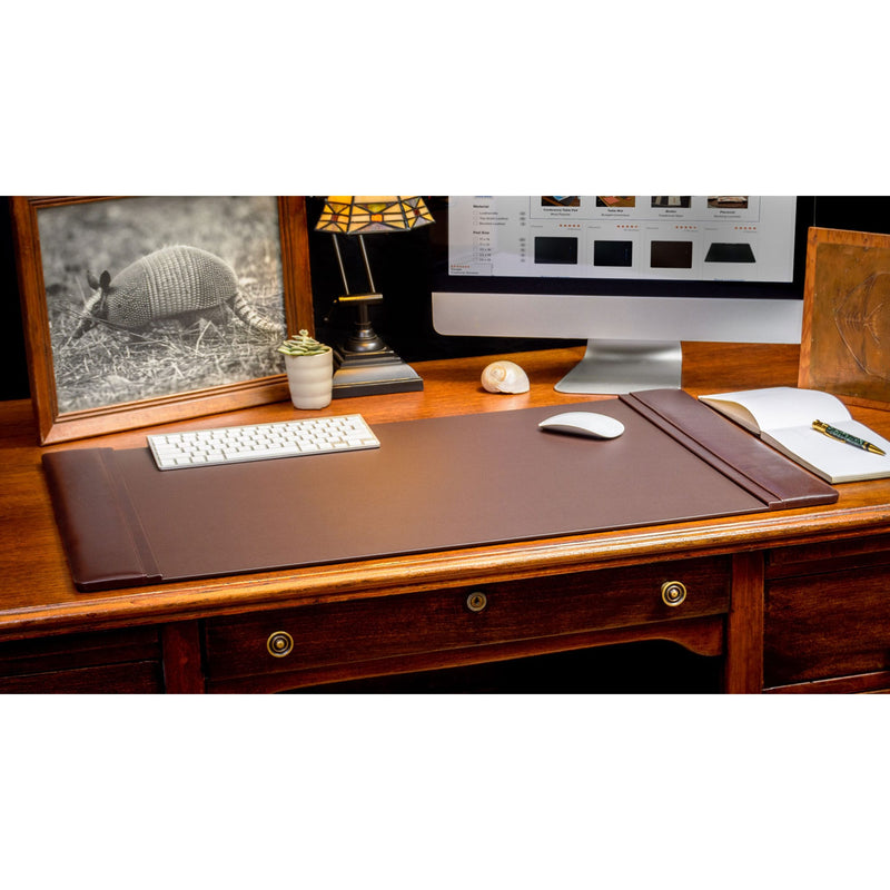 Chocolate Brown Leather 34" x 20" Side-Rail Desk Pad