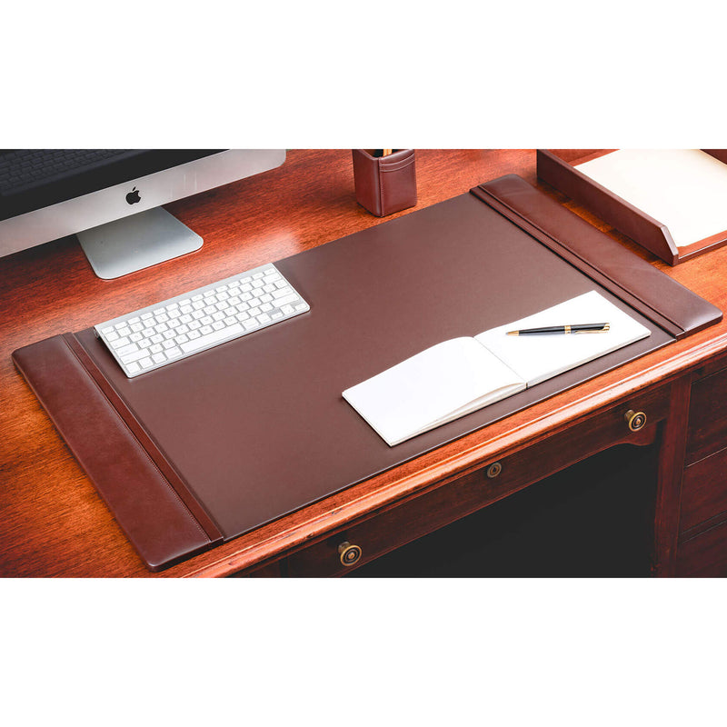 Chocolate Brown Leather 34" x 20" Side-Rail Desk Pad