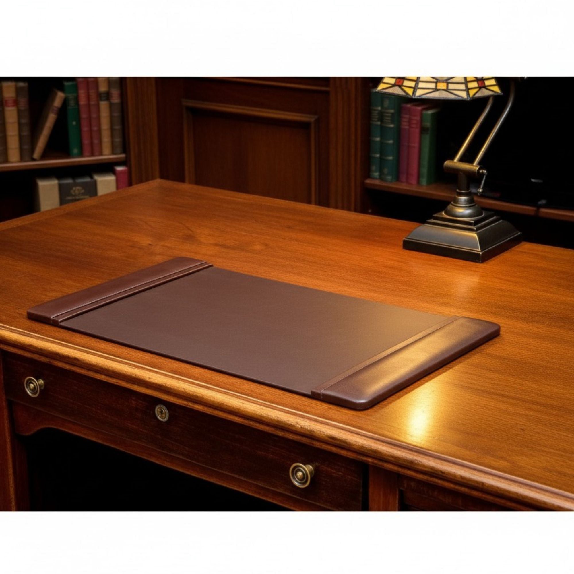 Chocolate Brown Leather 25.5" x 17.25" Side-Rail Desk Pad