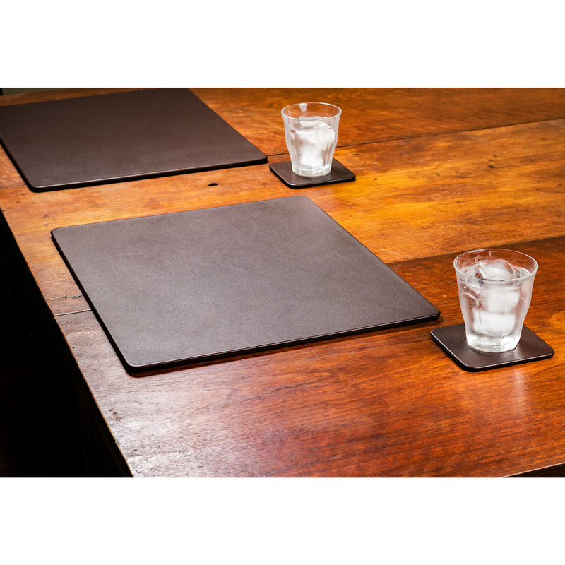 Chocolate Brown Leather 17" x 14" Conference Table Pad