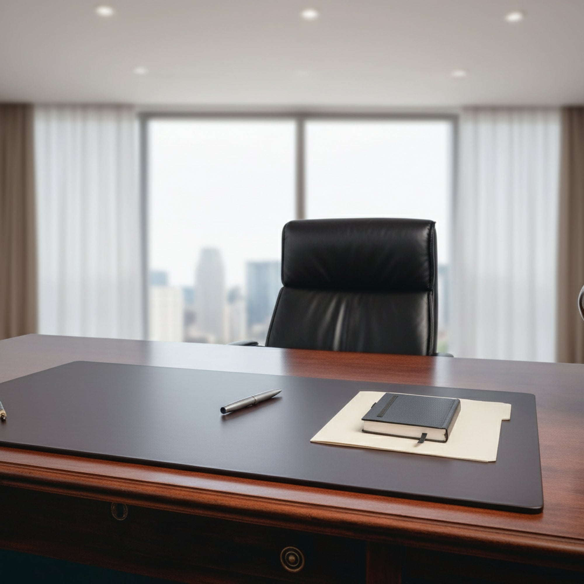 Chocolate Brown Leather 38" x 24" Desk Mat without Rails
