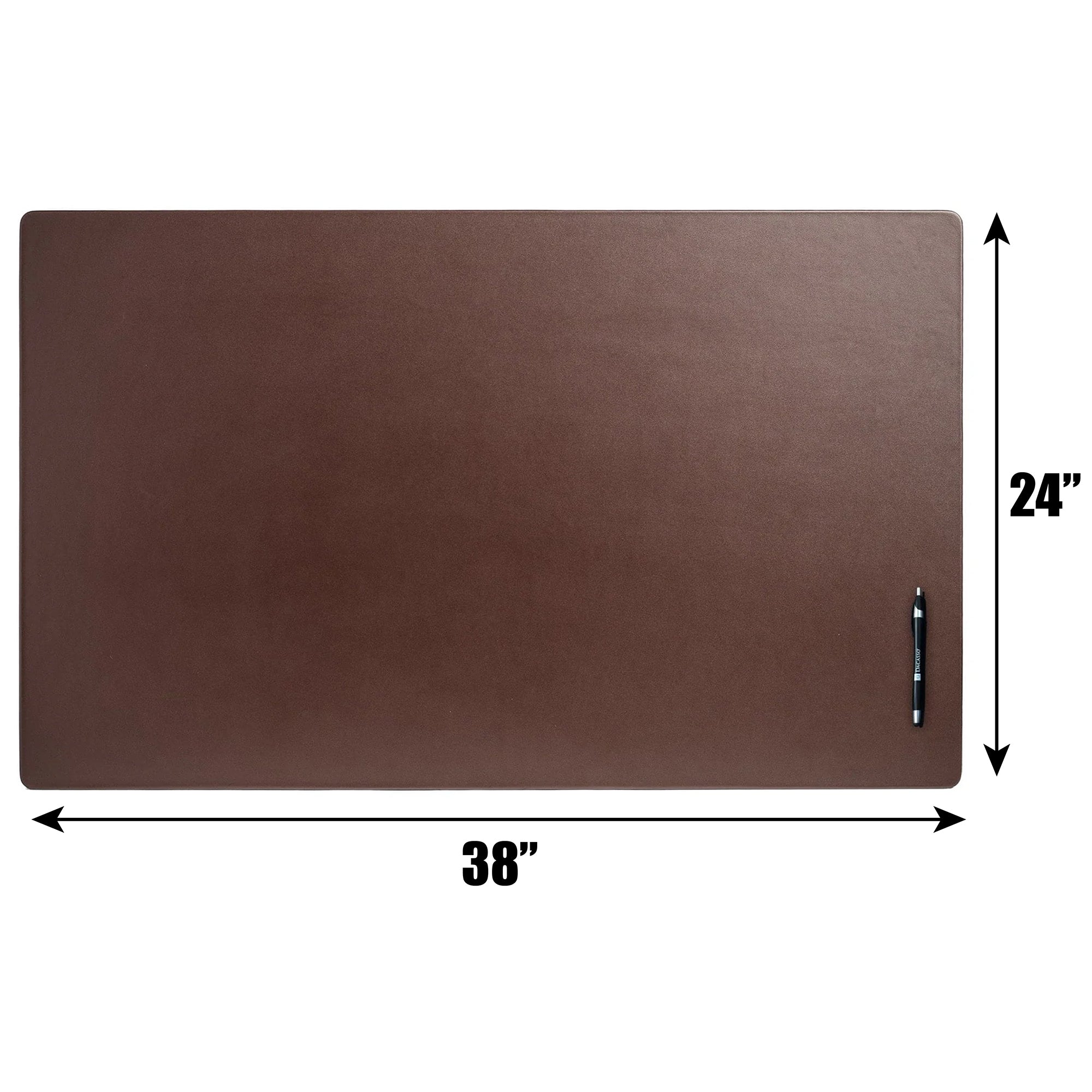 Chocolate Brown Leather 38" x 24" Desk Mat without Rails