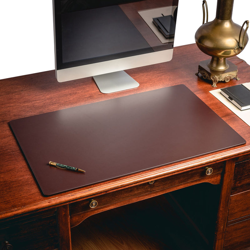 Chocolate Brown Leather 34" x 20" Desk Mat without Rails