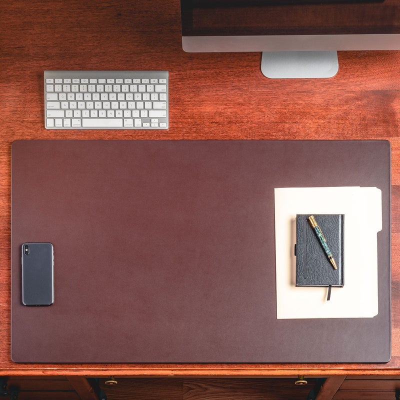 Chocolate Brown Leather 34" x 20" Desk Mat without Rails