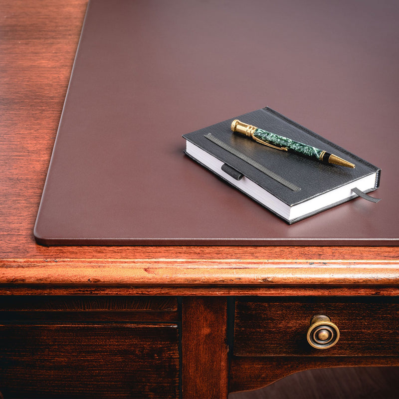 Chocolate Brown Leather 34" x 20" Desk Mat without Rails