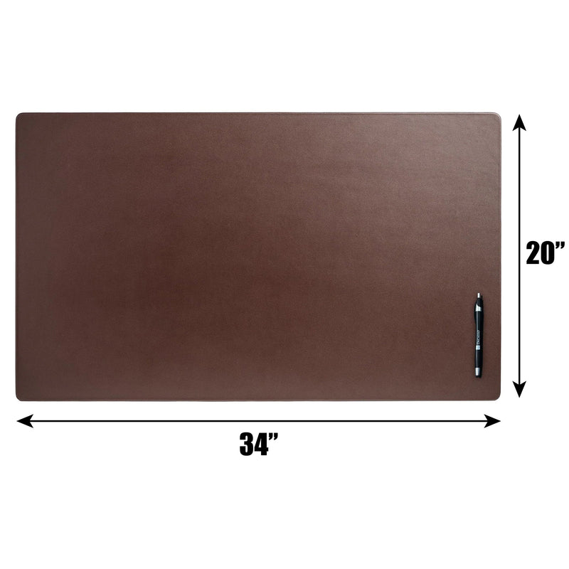 Chocolate Brown Leather 34" x 20" Desk Mat without Rails