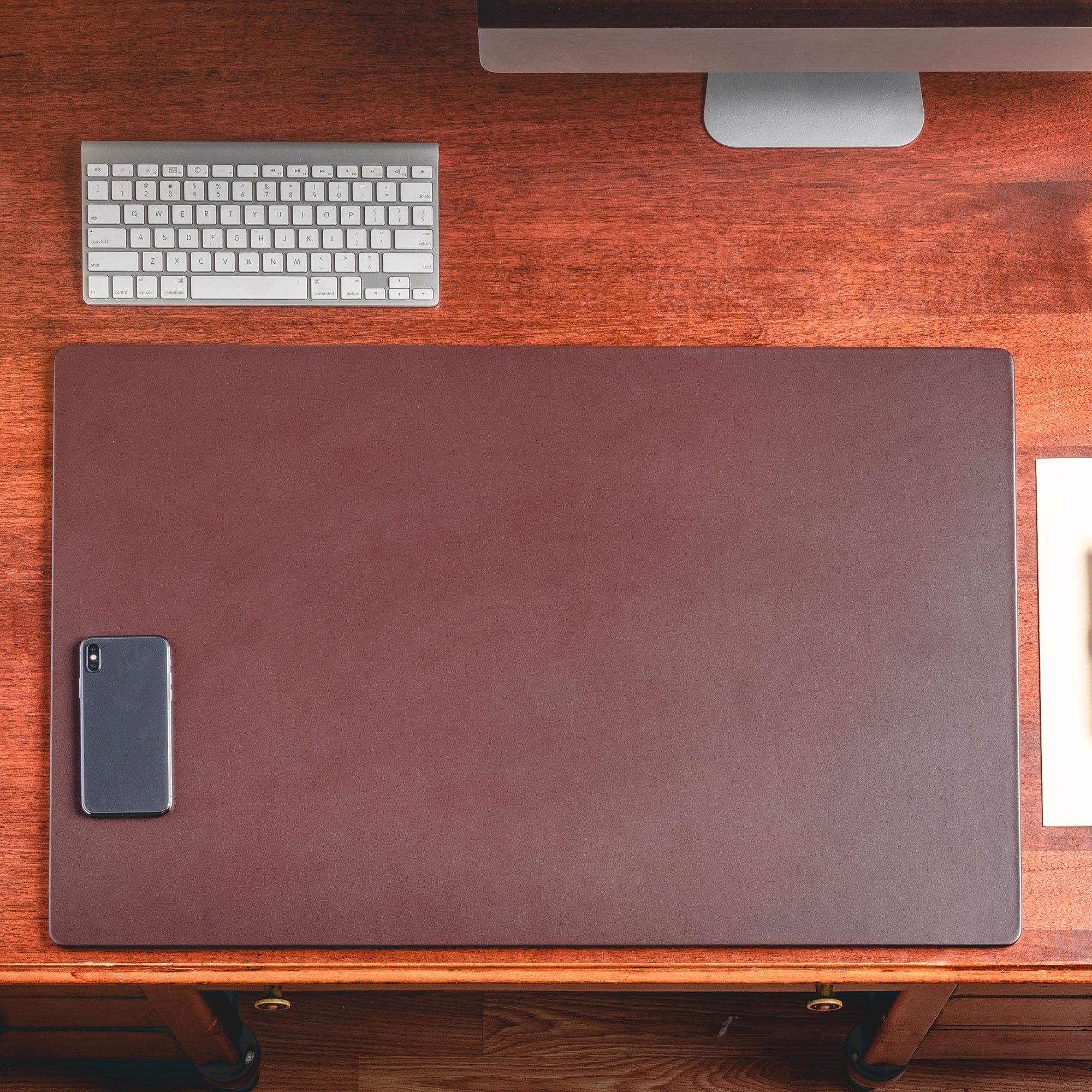 Chocolate Brown Leather 30" x 19" Desk Mat without Rails