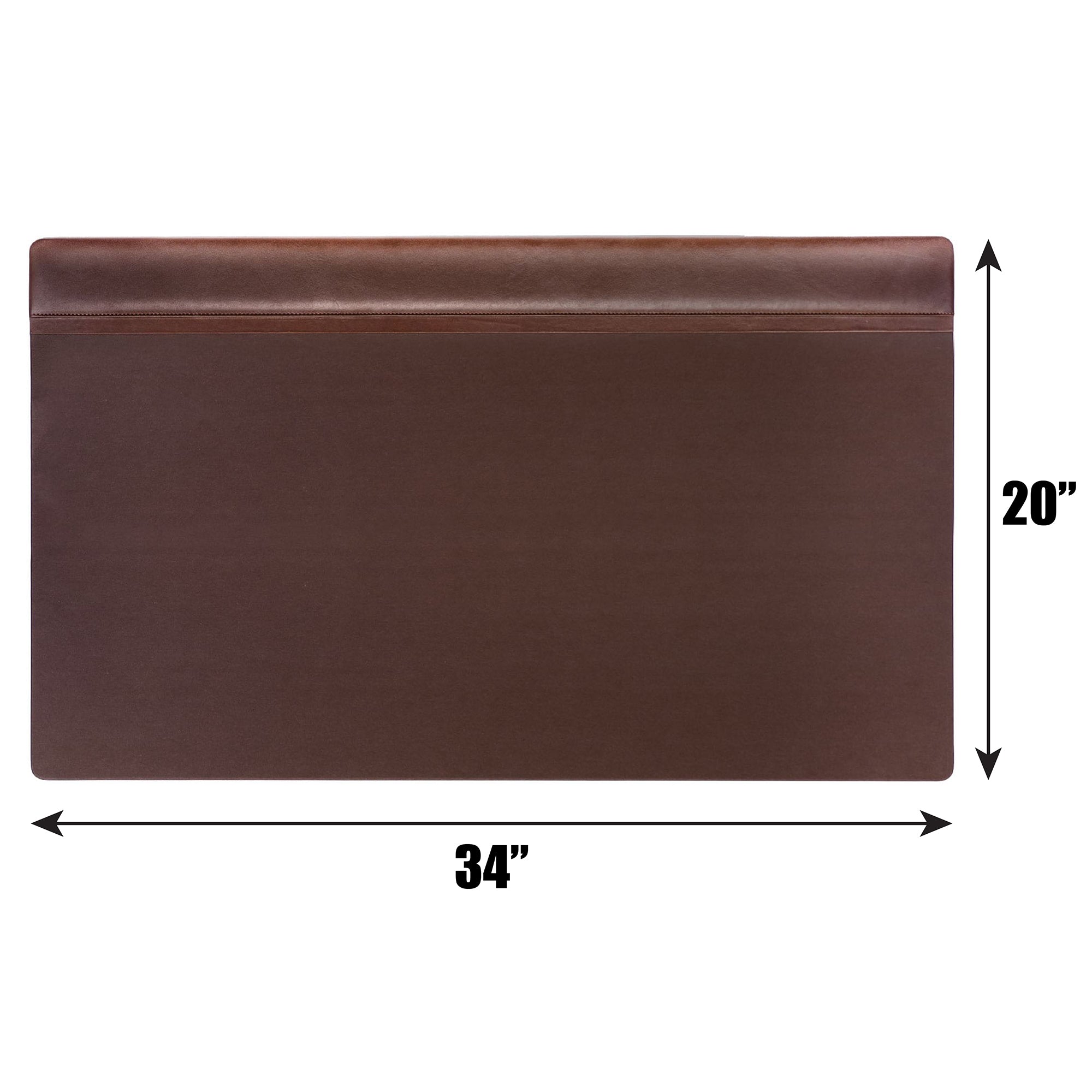 Chocolate Brown Leather 34" X 20" Top-Rail Desk Pad