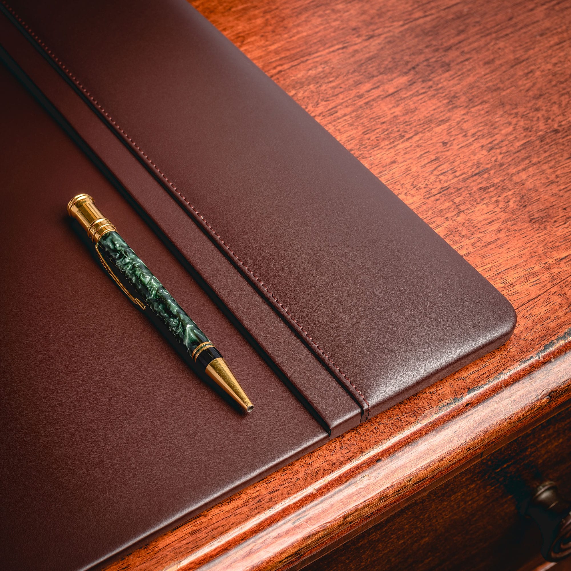 Chocolate Brown Leather 38" x 24" Desk Pad