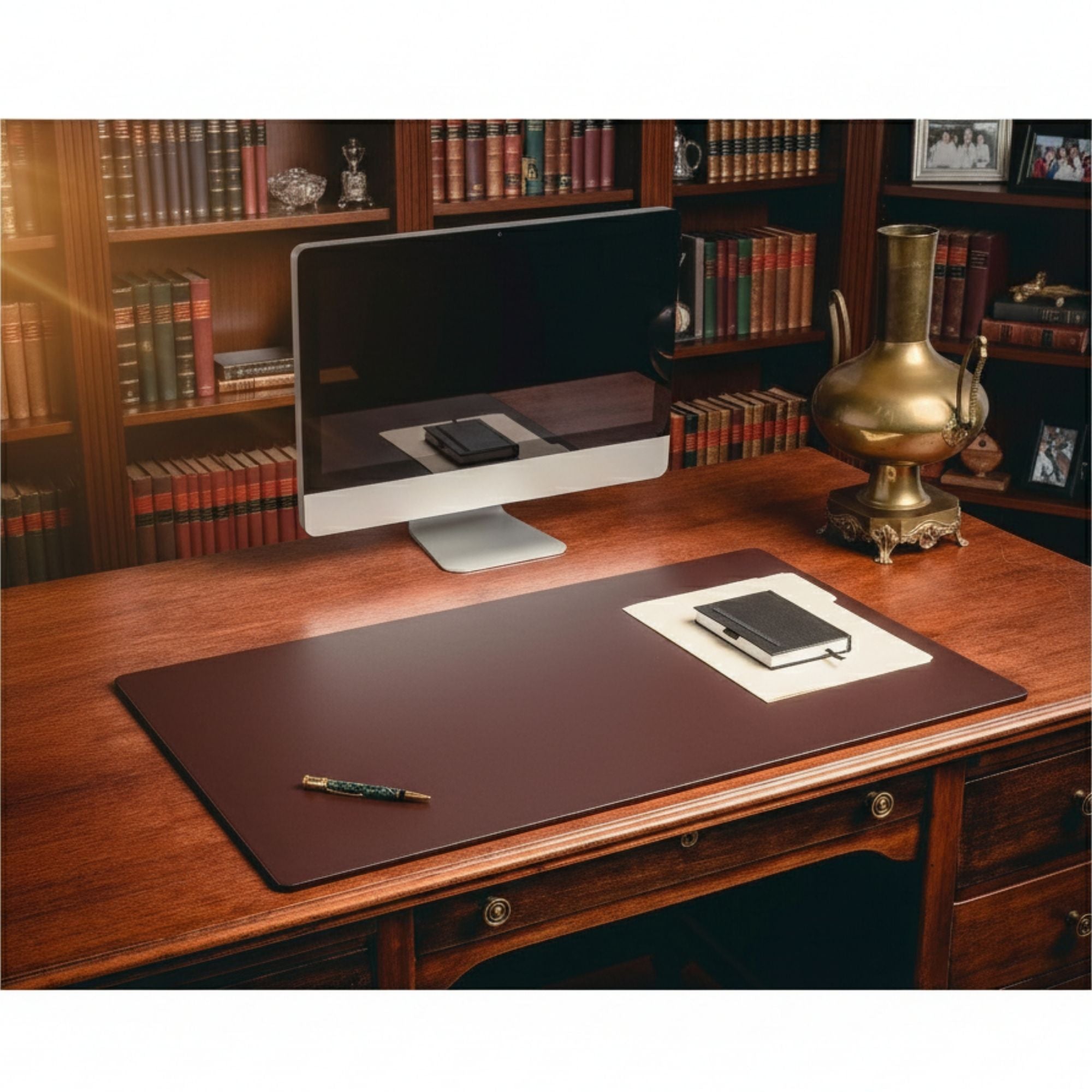 Chocolate Brown Leatherette 24" x 19" Desk Mat without Rails
