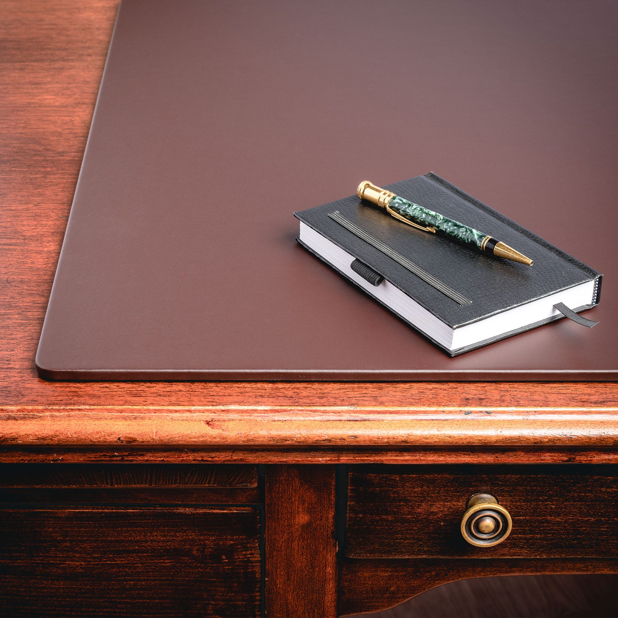Chocolate Brown Leatherette 38" x 24" Desk Mat without Rails